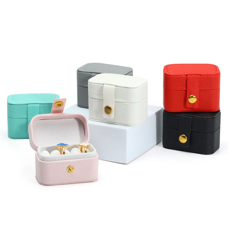 Leather Jewelry Case Portable Mini Travel Organizer for Ring Earring Necklace Storage
