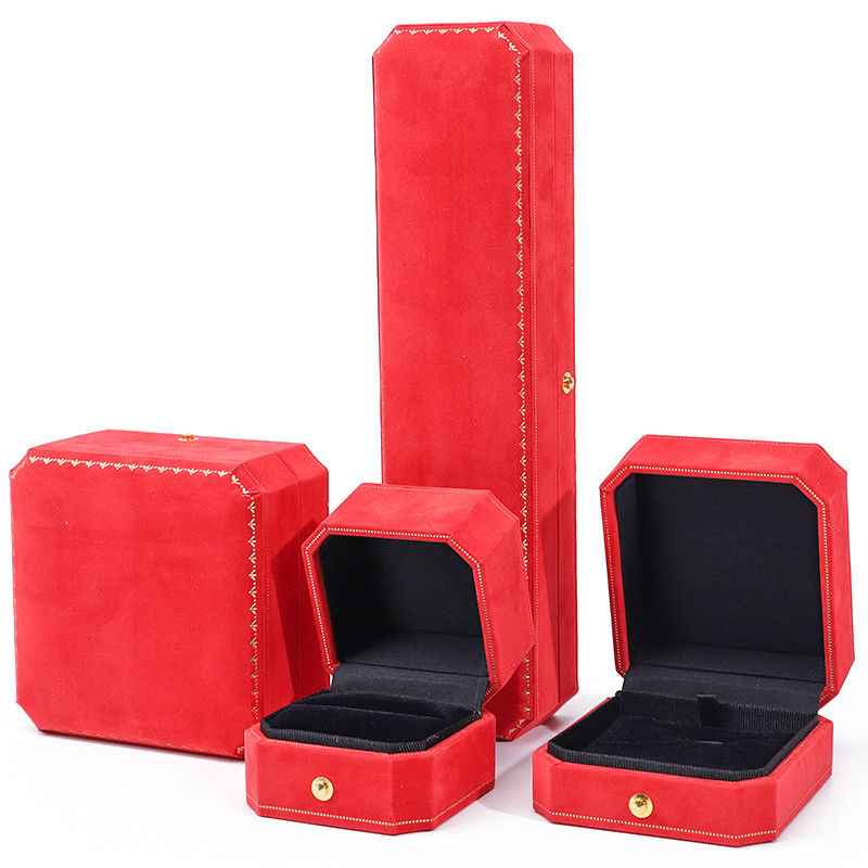 Custom Logo Jewelry Package in Red Velvet for Pendant Earrings Bracelet Necklace Ring