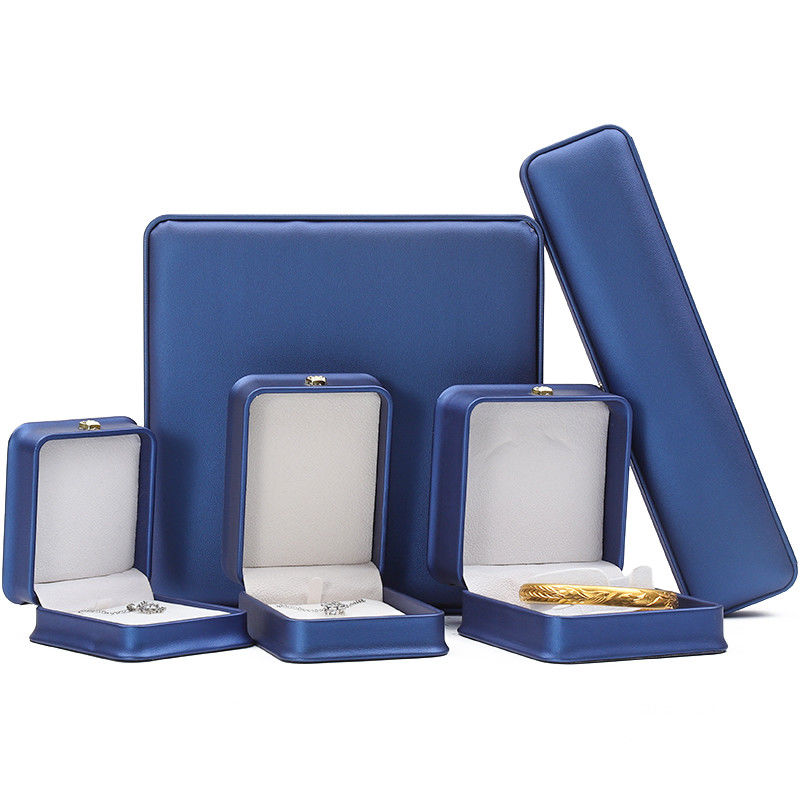 Newest Jewelry Package Blue Leather Crown Jewelry Box for Bracelet Pendant Necklace Ring