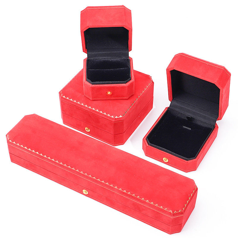 Custom Logo Jewelry Package in Red Velvet for Pendant Earrings Bracelet Necklace Ring