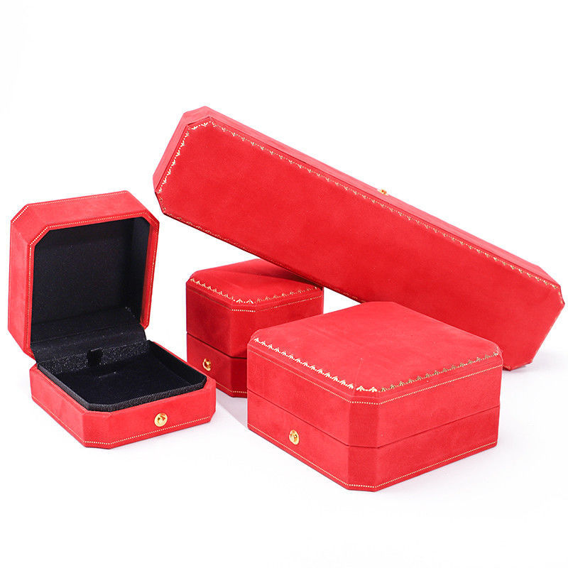 Custom Logo Jewelry Package in Red Velvet for Pendant Earrings Bracelet Necklace Ring