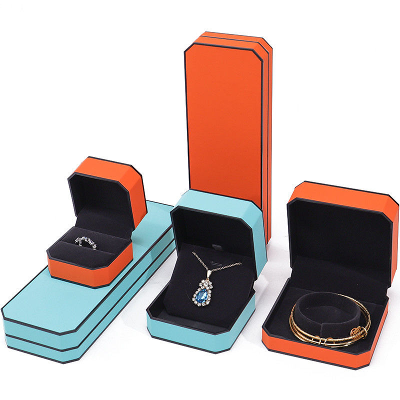 Black Border Octagonal Sleek PU Leather Jewelry Packaging Box for Luxury Storage