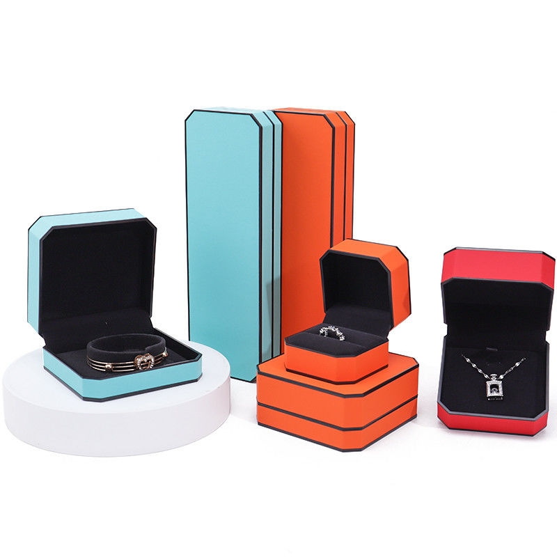 Black Border Octagonal Sleek PU Leather Jewelry Packaging Box for Luxury Storage