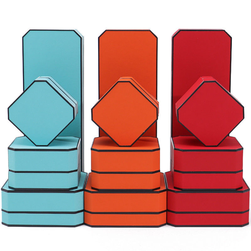 Black Border Octagonal Sleek PU Leather Jewelry Packaging Box for Luxury Storage