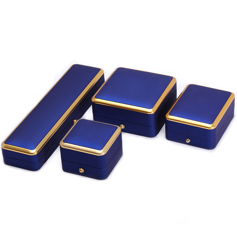 Custom Square Necklace and Ring Light Blue LED Jewelry Box with Luxury Elegant Style