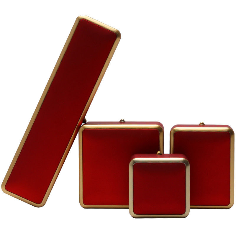 Custom Plastic Spray Painted Square Luxury Necklace Ring Red LED Jewelry Box Handmade