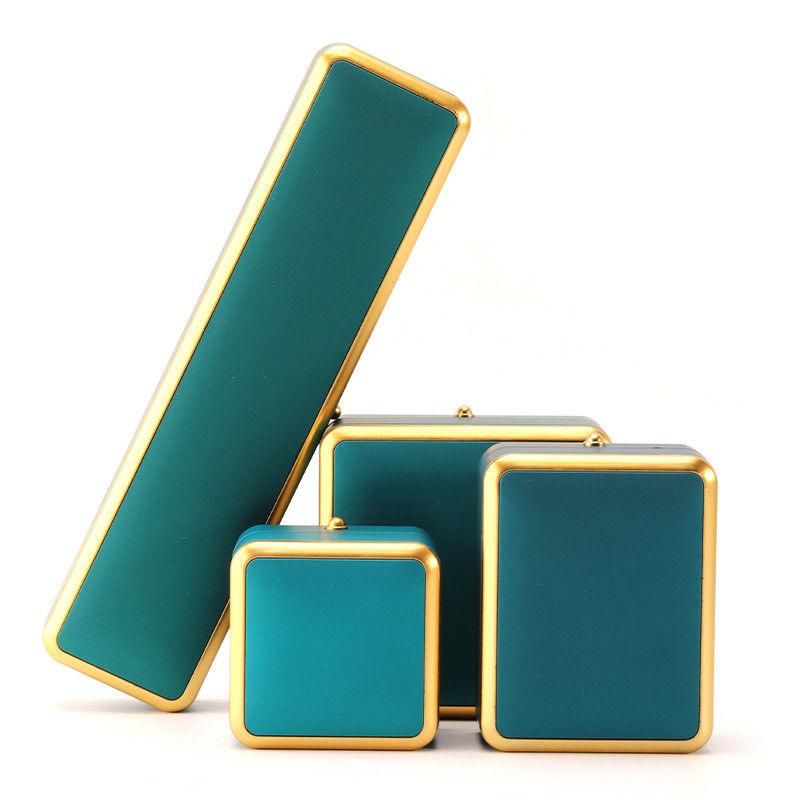 Light Green LED Plastic Velvet Jewelry Box for Custom in Square Luxury Elegant Style