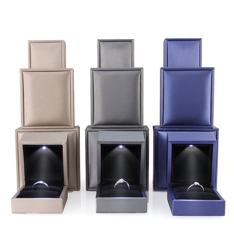 Hanhong Custom Logo Faux Leather Velvet Jewelry Box for Earrings Bracelet Necklace Ring