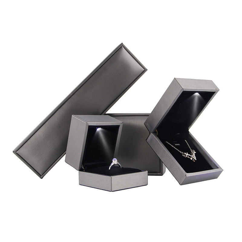 Jewelry Package for Hanhong custom logo luxury faux leather silver LED box Contact us