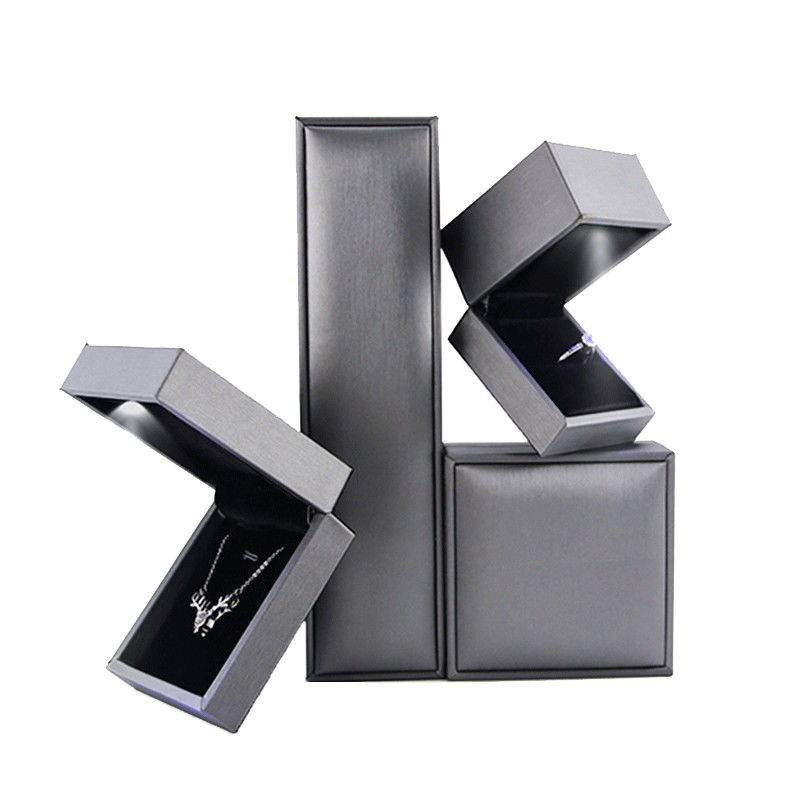 Jewelry Package for Hanhong custom logo luxury faux leather silver LED box Contact us