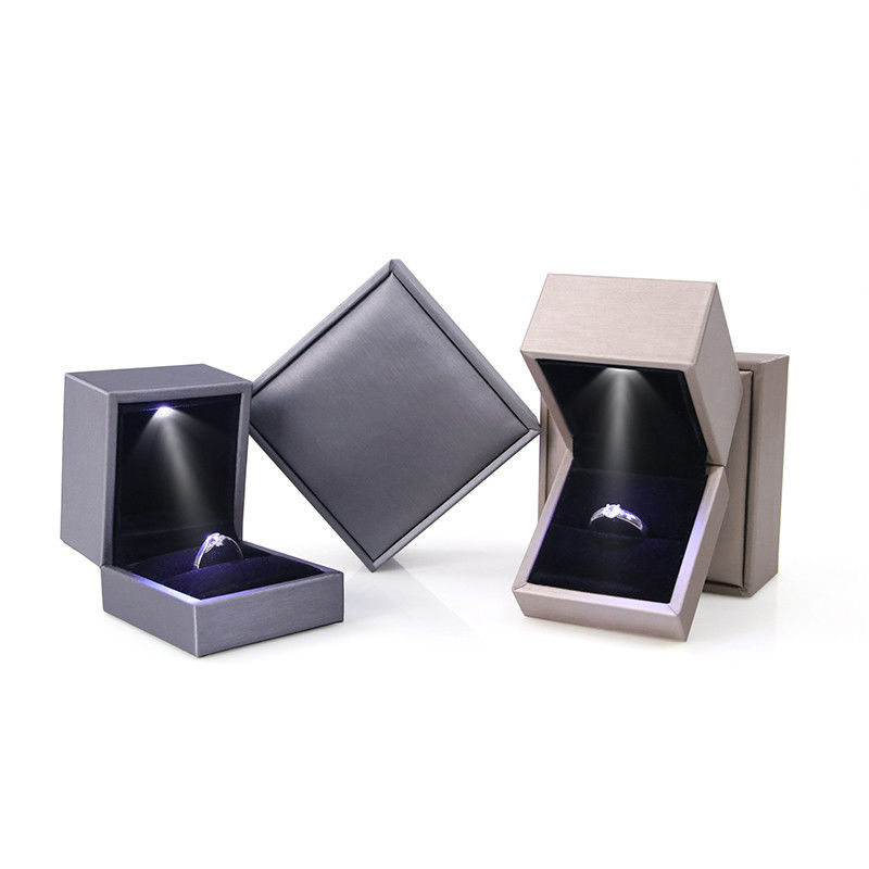 Jewelry Package for Hanhong custom logo luxury faux leather silver LED box Contact us