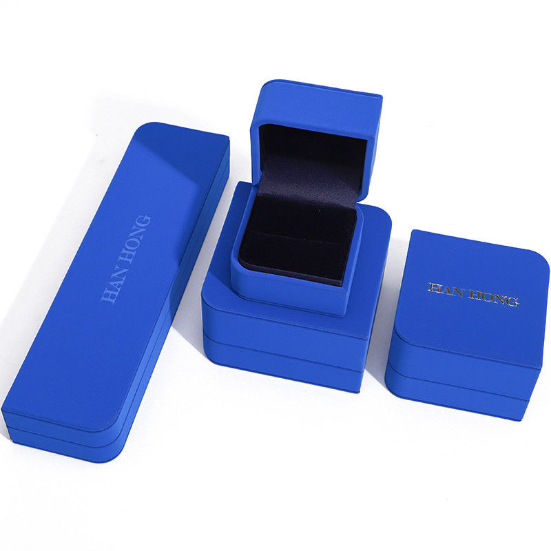 Rectangle Blue Leather Jewelry Box for Customized Size Earrings Bracelet Necklace Ring