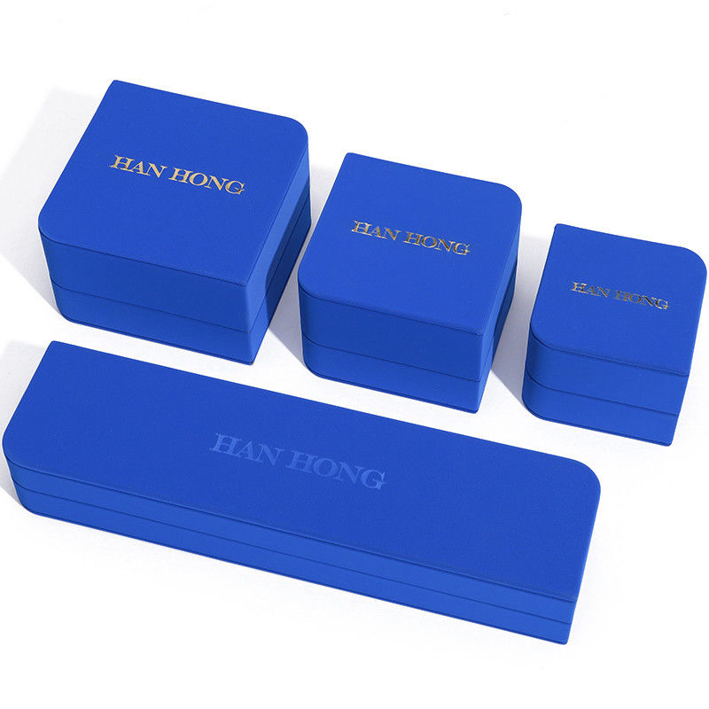 Rectangle Blue Leather Jewelry Box for Customized Size Earrings Bracelet Necklace Ring
