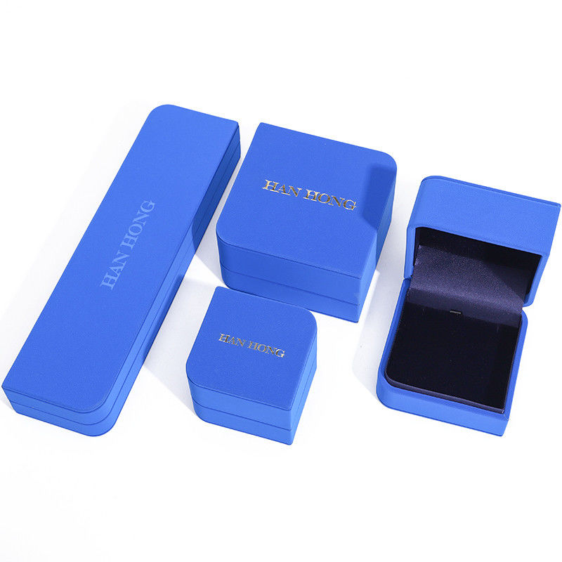 Rectangle Blue Leather Jewelry Box for Customized Size Earrings Bracelet Necklace Ring