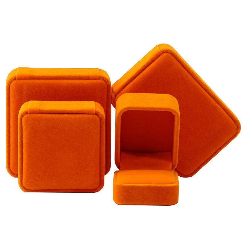 hign end Jewellery Box ring Necklace bracelet packaging Luxury square orange Velvet Jewelry Box