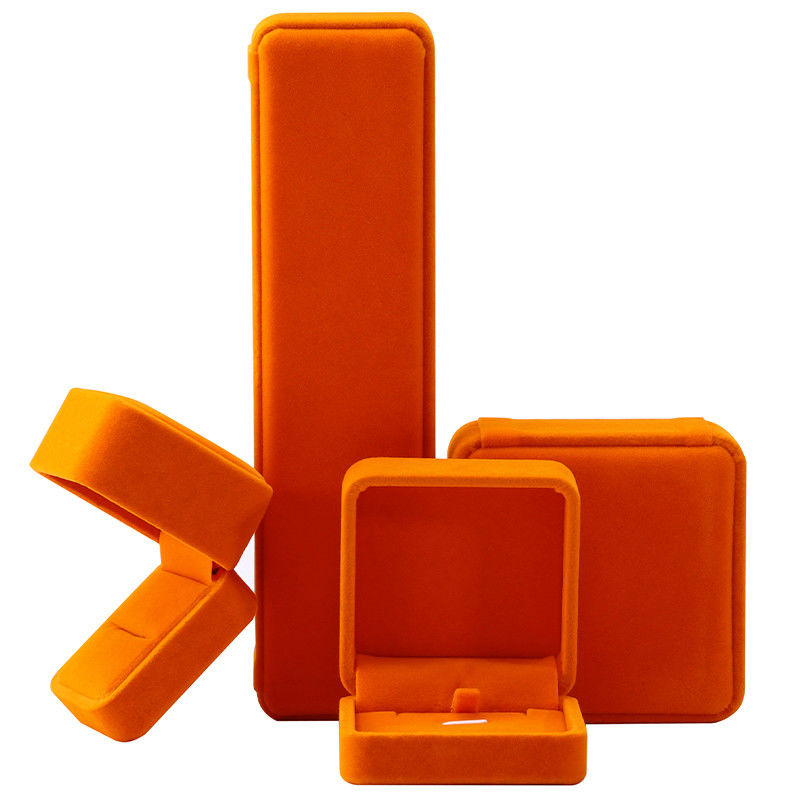hign end Jewellery Box ring Necklace bracelet packaging Luxury square orange Velvet Jewelry Box
