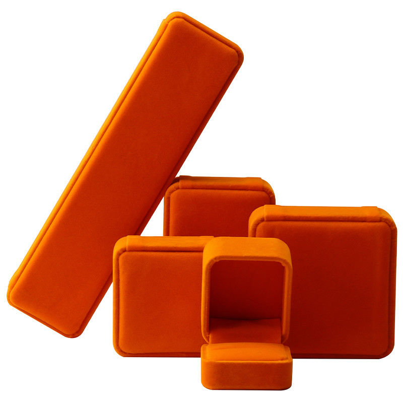 hign end Jewellery Box ring Necklace bracelet packaging Luxury square orange Velvet Jewelry Box