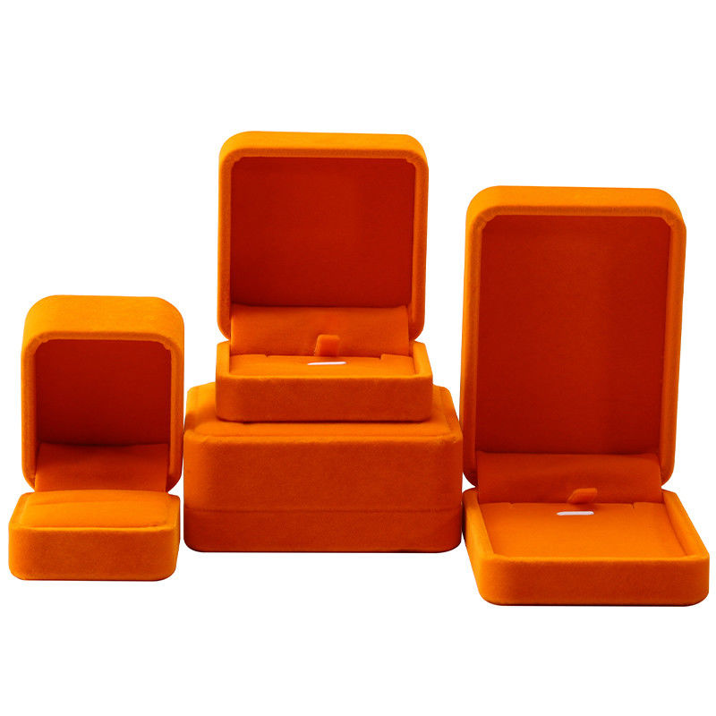 hign end Jewellery Box ring Necklace bracelet packaging Luxury square orange Velvet Jewelry Box