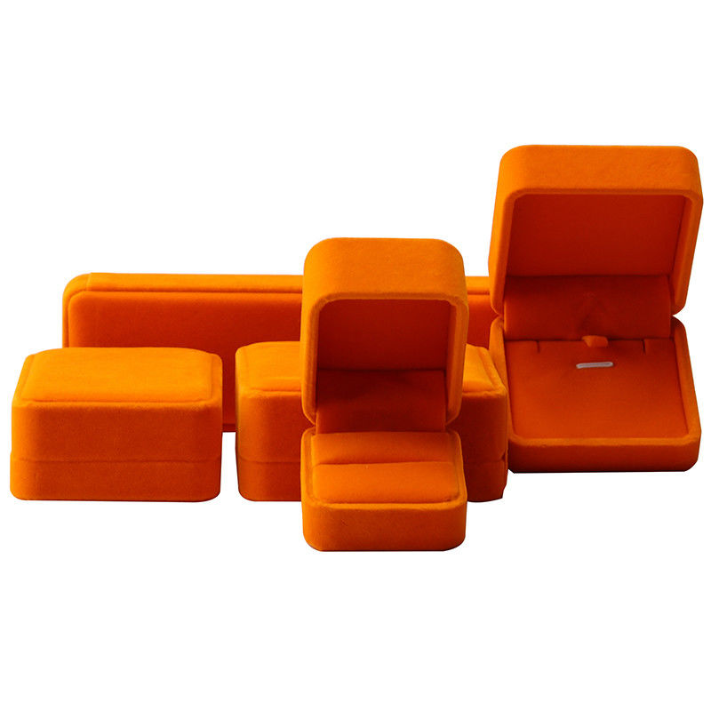 hign end Jewellery Box ring Necklace bracelet packaging Luxury square orange Velvet Jewelry Box