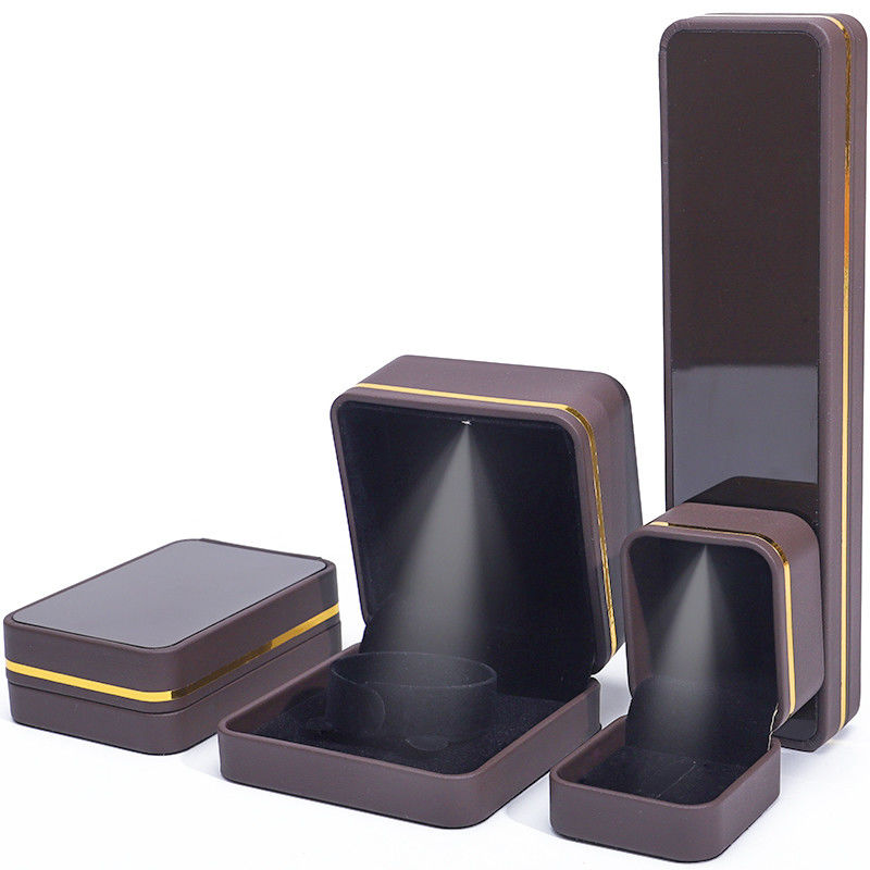 Han Hong Rectangle Jewelry Box with LED Light and Velvet Lining Luxury Accessories