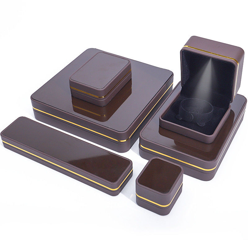 Han Hong Rectangle Jewelry Box with LED Light and Velvet Lining Luxury Accessories