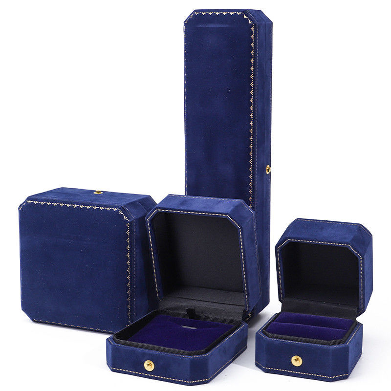 Han Hong Customized Size Blue Velvet Jewelry Box with Logo and Jewelry Package