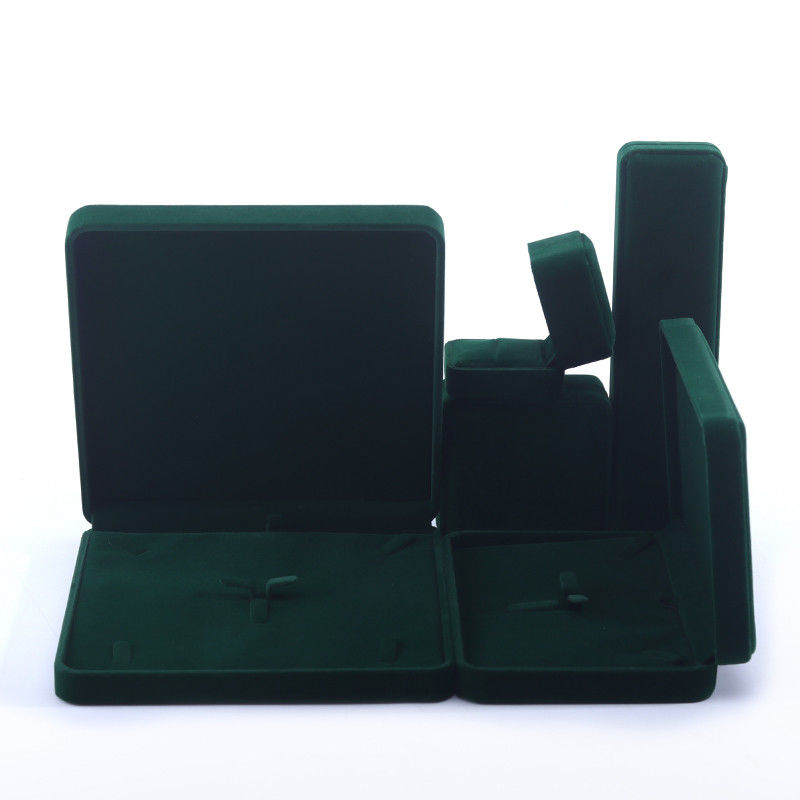 hign quality velvet Jewellery Box handmade square Dark green Velvet Jewelry Box for Necklace Bracelet Ring