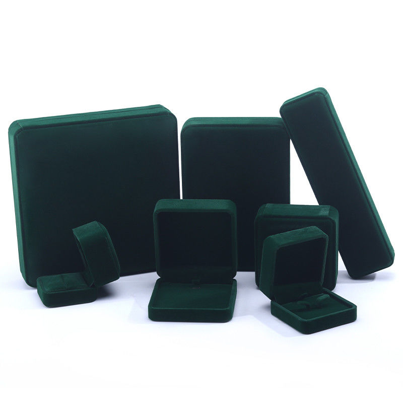 hign quality velvet Jewellery Box handmade square Dark green Velvet Jewelry Box for Necklace Bracelet Ring