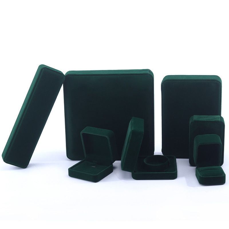 hign quality velvet Jewellery Box handmade square Dark green Velvet Jewelry Box for Necklace Bracelet Ring