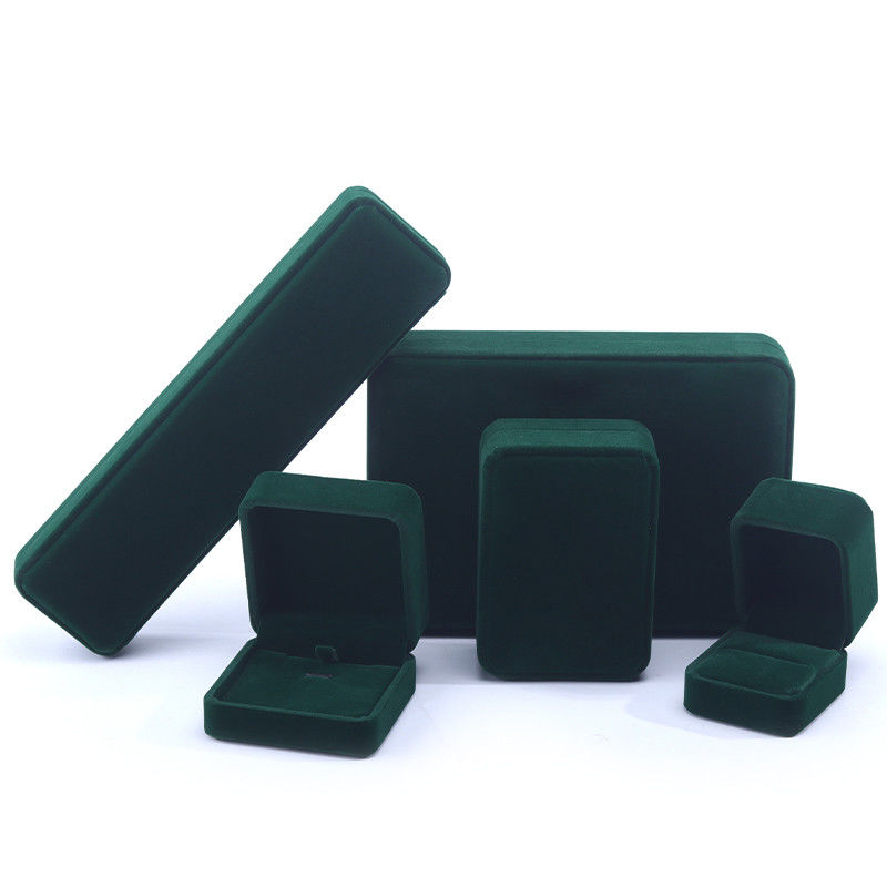 hign quality velvet Jewellery Box handmade square Dark green Velvet Jewelry Box for Necklace Bracelet Ring