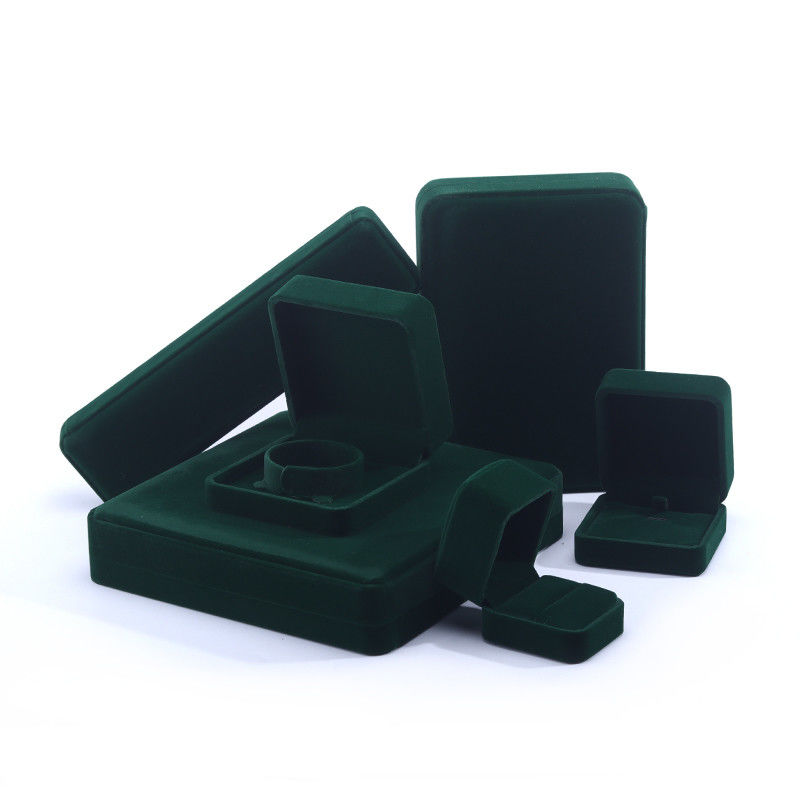 hign quality velvet Jewellery Box handmade square Dark green Velvet Jewelry Box for Necklace Bracelet Ring
