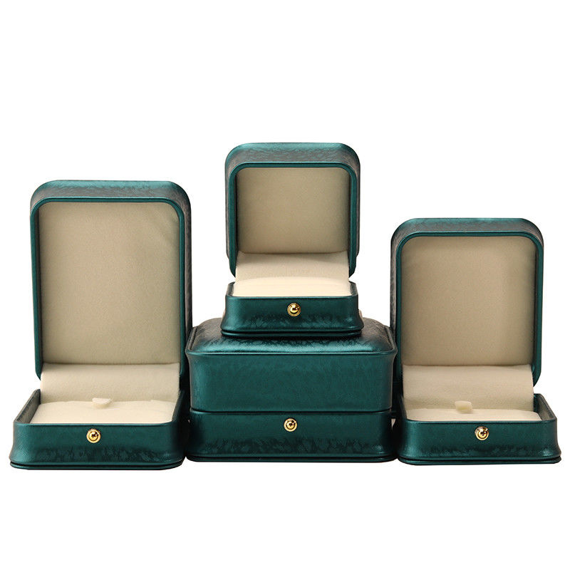 Custom Logo Necklace Ornaments Green Leather Jewelry Box for Hanhong 2023 Luxury Ring
