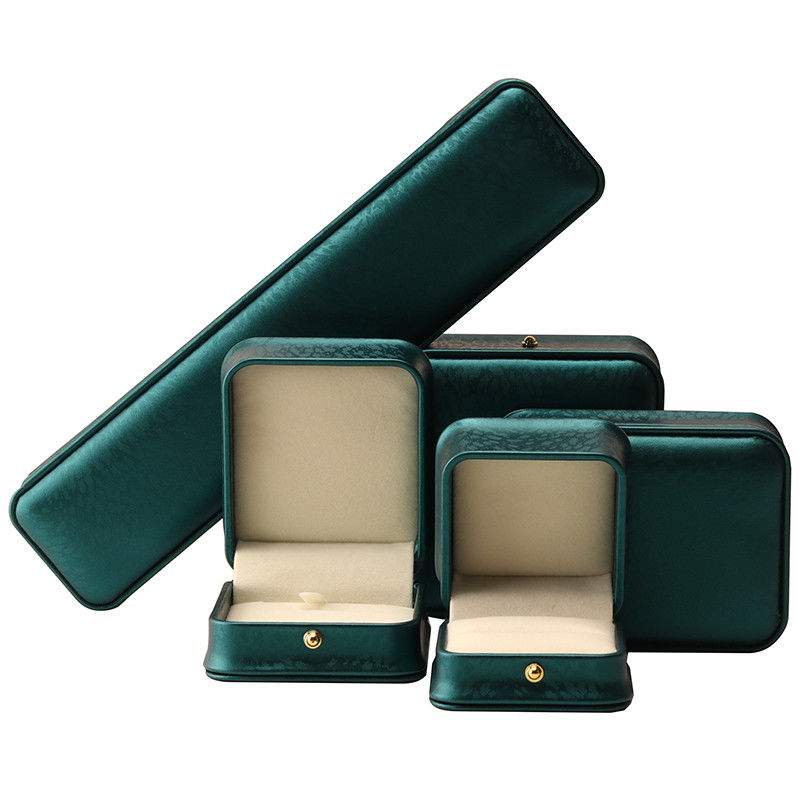 Custom Logo Necklace Ornaments Green Leather Jewelry Box for Hanhong 2023 Luxury Ring