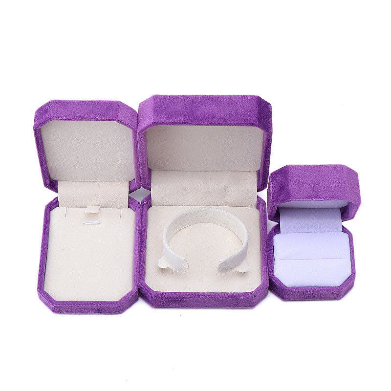 elegant handmade Purple Octagonal Velvet Jewelry Box for Necklace Earrings Bracelet Ring