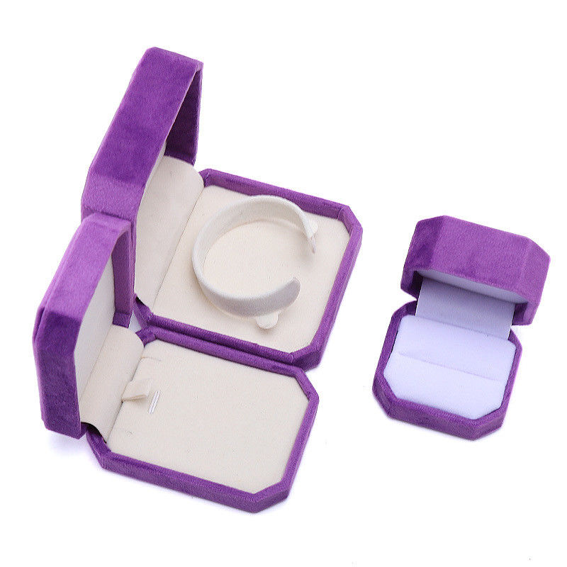 elegant handmade Purple Octagonal Velvet Jewelry Box for Necklace Earrings Bracelet Ring