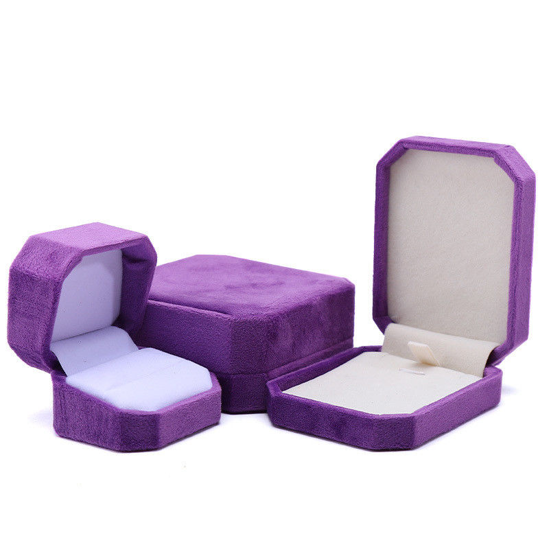 elegant handmade Purple Octagonal Velvet Jewelry Box for Necklace Earrings Bracelet Ring