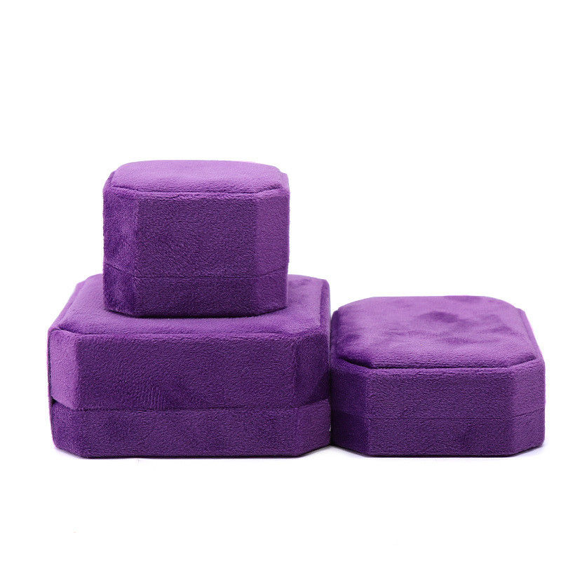 elegant handmade Purple Octagonal Velvet Jewelry Box for Necklace Earrings Bracelet Ring