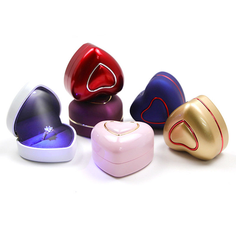 Blue Ring Bracelet Box with LED Light Hanhong Custom Logo Jewelry Storage Display Case