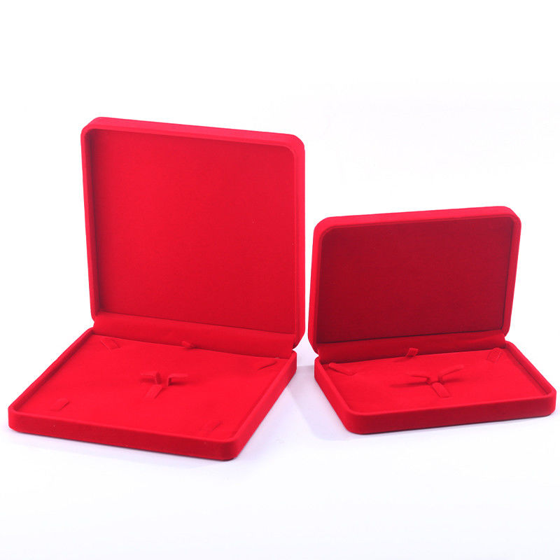 Luxury velvet Jewellery packaging box high end handmade red Jewelry Box for Necklace Bracelet Earrings Ring