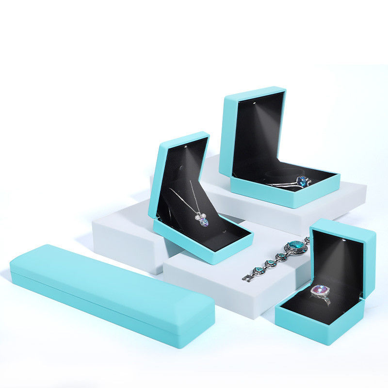 Rectangle Customized Size Blue LED Ring Jewelry Box for Earrings Necklace Bracelet