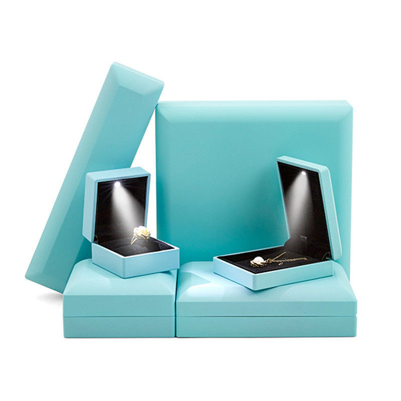 Rectangle Customized Size Blue LED Ring Jewelry Box for Earrings Necklace Bracelet