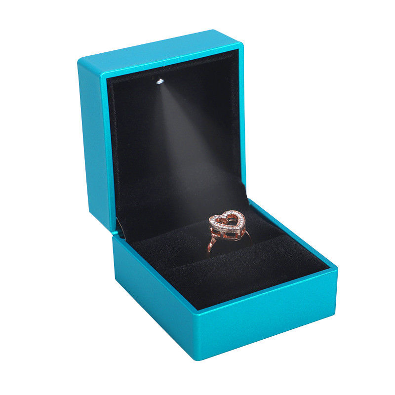 Rectangle Customized Size Blue LED Ring Jewelry Box for Earrings Necklace Bracelet