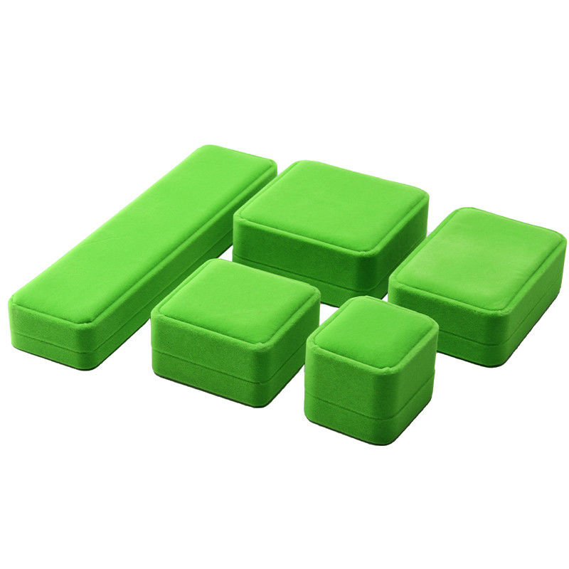 high quality Jewellery Box ring Necklace bracelet packaging Luxury handmade square green Velvet Jewelry Box