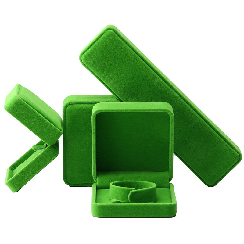 high quality Jewellery Box ring Necklace bracelet packaging Luxury handmade square green Velvet Jewelry Box