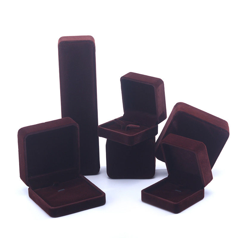Customized Size brown Velvet Jewelry Box for Necklace Stud Earrings Bracelet Packaging