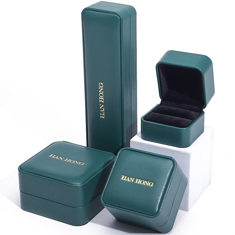 Dark Green PU Leather Jewelry Storage Box Luxury Custom Jewellery Box Packaging