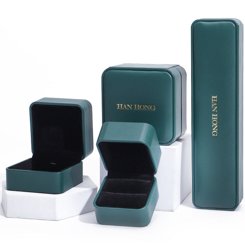 Dark Green PU Leather Jewelry Storage Box Luxury Custom Jewellery Box Packaging