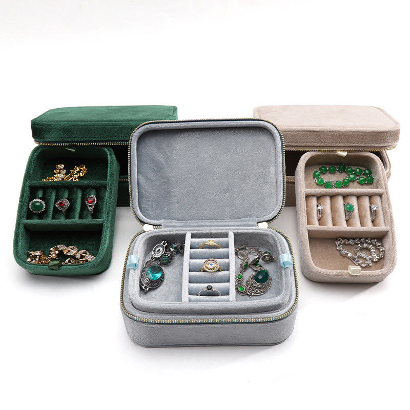 Wedding Velvet Travel Ring Box for Han Hong Couple Necklace Jewelry Storage