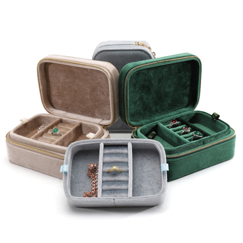 Wedding Velvet Travel Ring Box for Han Hong Couple Necklace Jewelry Storage