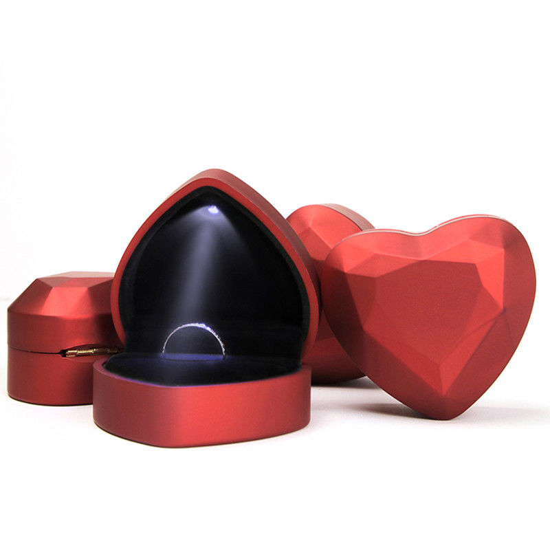 customizable premium heart shape led jewelry Necklace ring box packaging with logo